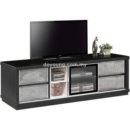 REIKO IV (150cm Black) TV Console with Mirror Drawers