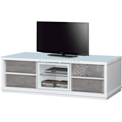 REIKO IV (150/180cm White) TV Console With Mirror Drawer