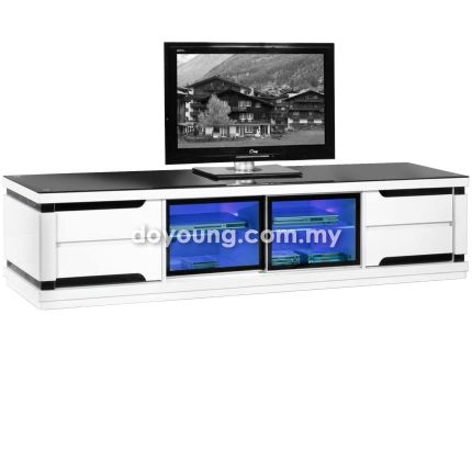 SETTO (210cm High Gloss) TV Cabinet with Glass Top
