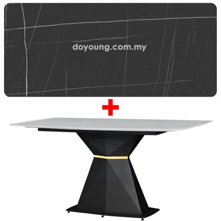 CORREY (150x90cm Black) Sintered Stone Dining Table 
