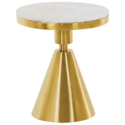 VONTELL (Ø50H59cm Gold) Side Table with Faux Marble Top