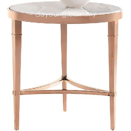 ELIGIO (Ø55H61cm - Faux Marble, Rose Gold) Side Table