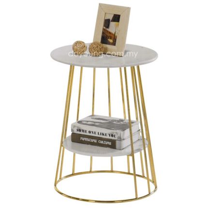 MONTEZ (Ø47H61cm Gold) Side Table with Faux Marble Top