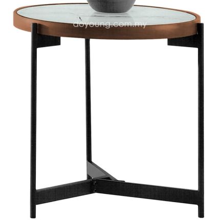 ELLEN (Ø50cm) Side Table with Tempered Glass Top