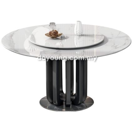 TISSAIA II (Ø135cm Premium Ceramic) Marble Top Dining Table With Lazy Susan