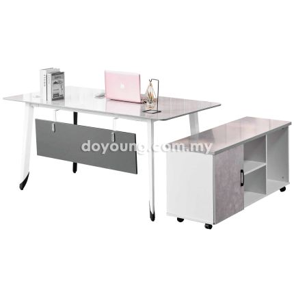 TAVEY II (160x80cm Ceramic) Working Desk with Storage Cabinet
