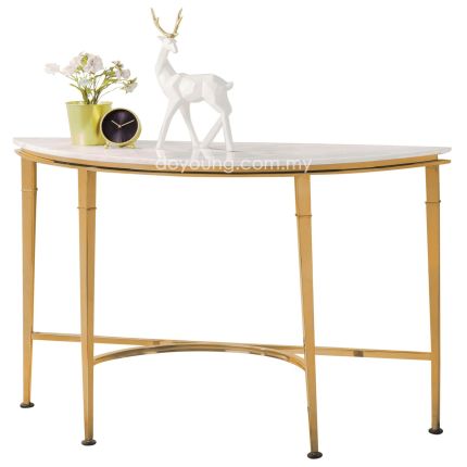ARWA (130x41cm Rose Gold) Half Moon Console Table with Faux Marble Top