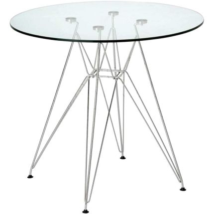 Eames STEEL (Ø80cm) Glass Dining Table (replica)