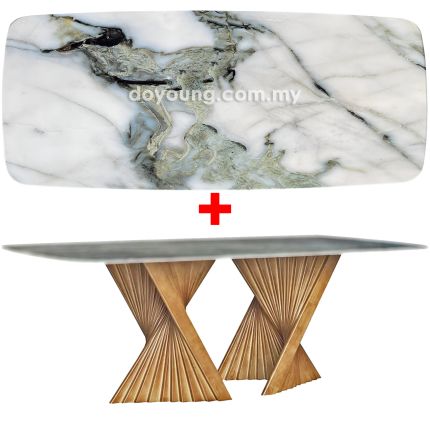 TERTRUD III (210x110cm Lasered Natural Stone - Light Yellow)  Dining Table
