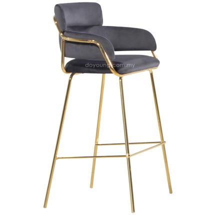 BRITTA (SH77cm Gold,Grey) Bar Chair
