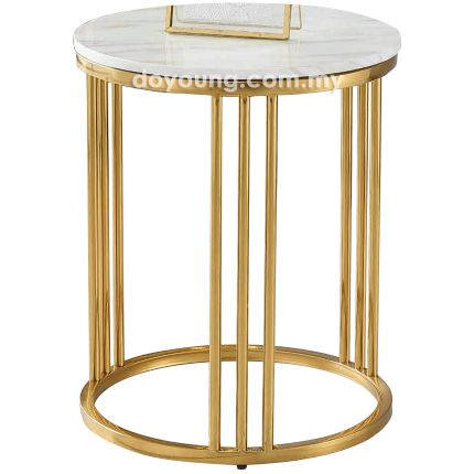 THORIA II (Ø45H55cm Faux Marble, Gold) Side Table