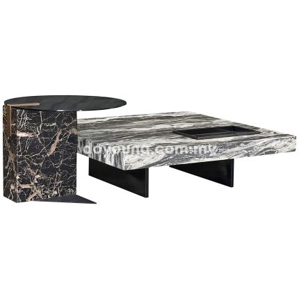 CYBILL (▢100, Ø60cm Set-of-2 Faux Marble) Coffee Tables