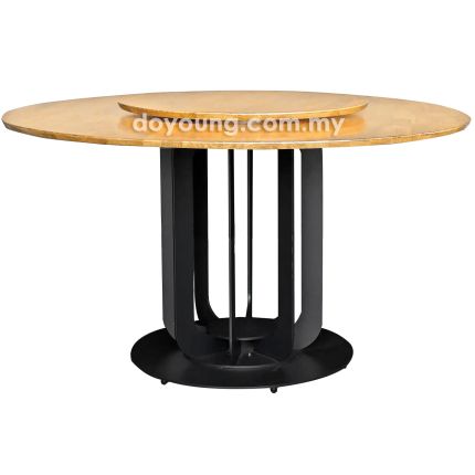 TISSAIA III (Ø130cm Rubberwood) Dining Table with Lazy Susan