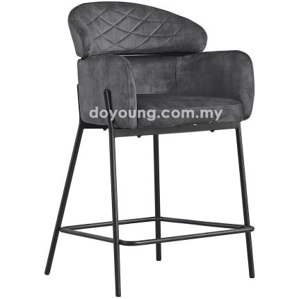 TOBIMAN (SH60cm Velvet - Dark Grey) Counter Chair