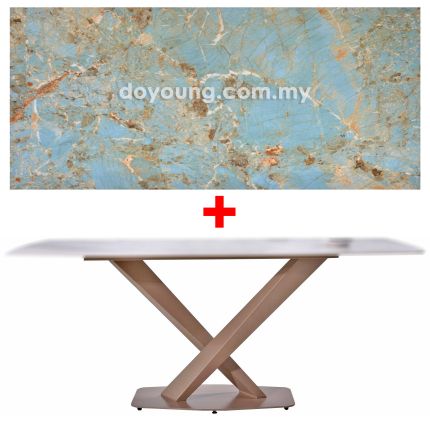 TREVON III (160x90cm Ceramic, Light Blue) Dining Table 