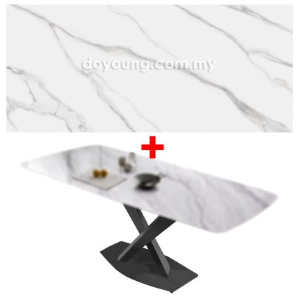 TREVON (140x80cm Sintered Stone, White) Dining Table 
