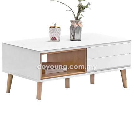 TROND+ (110x60cm High Gloss, Ceramic UPGRADED) Coffee Table with 1 Drawer