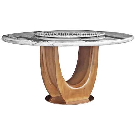 VAVEAH II (Ø150cm Faux Marble - Dark Grey) Dining Table with Lazy Susan