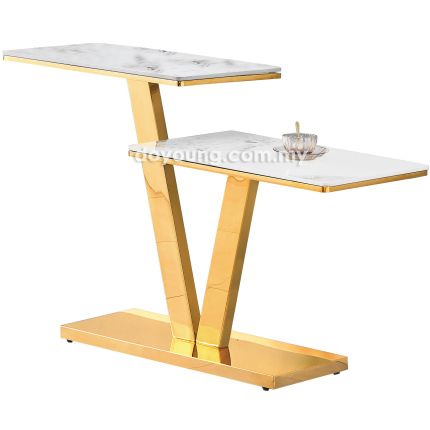 VERNON (120x40cm Ceramic, Gold) Console Table