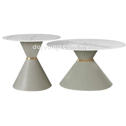 WAVINO (Ø79,58cm Set-of-2 Ceramic - Grey) Coffee Tables