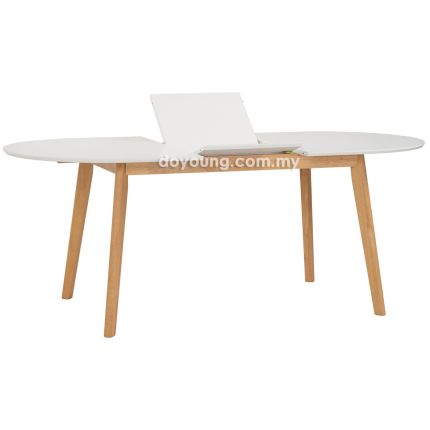 WEBER (Oval150-195cm White) Expandable Dining Table (Internal Leaf)*