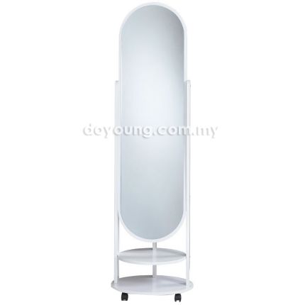 WHEELER (H140cm White) Mobile Standing Mirror