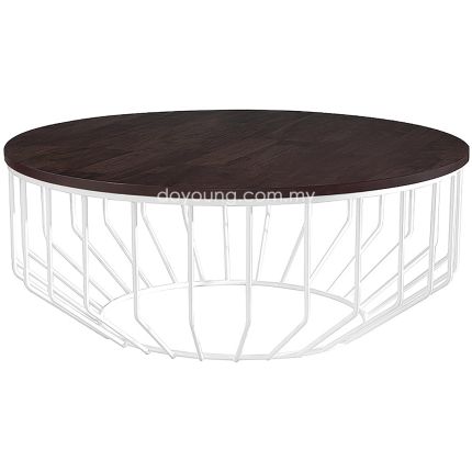 WIRED (Ø100cm Cappuccino/White) Rubberwood Coffee Table (replica)
