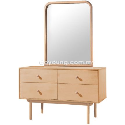 HEIDE II (120cm Rubberwood) Chest of Drawers with Mirror