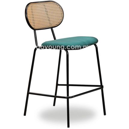 RISKA III (SH65cm PP Rattan, Velvet - Green) Counter Chair