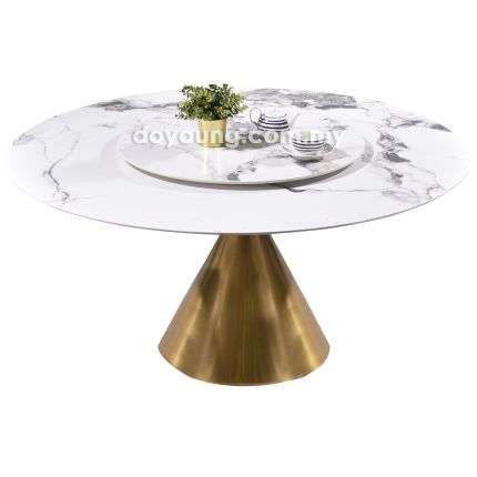 CONEY (Ø150cm Sintered Stone, Gold) Dining Table with Lazy Susan