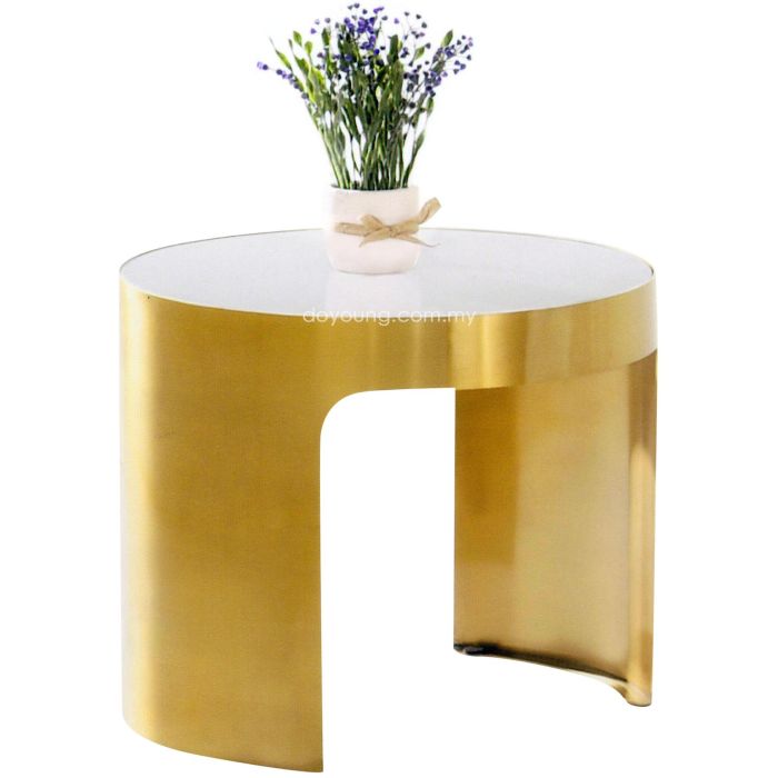 BERGGREN (Ø50cm Faux Marble, Gold) Side Table