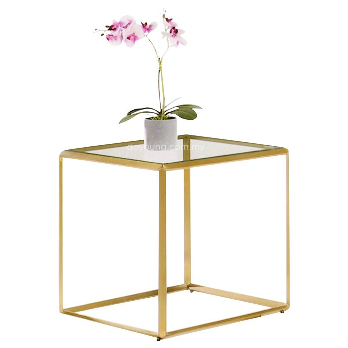 KATJA (▢55H59cm Gold) Side Table with Glass Top