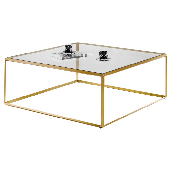 KATJA (▢110cm Gold) Coffee Table with Glass Top