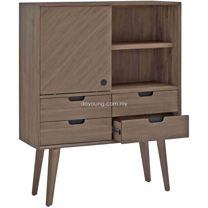 LEIF (110cm Acacia Wood - Taupe) Tall Sideboard (PG SHOWPIECE x1)