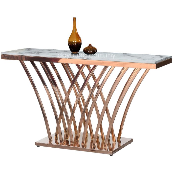 VELLIZ II (150x40cm Faux Marble, Rose Gold) Console Table