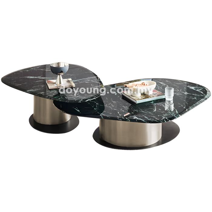 BRORA (120+80/135+100cm Lasered Natural Stone Set-of-2) Coffee Tables