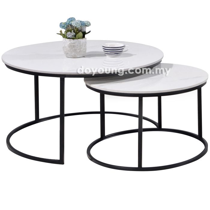 CAELIA V (Ø80,60cm Ceramic, Set-of-2) Nesting Coffee Tables