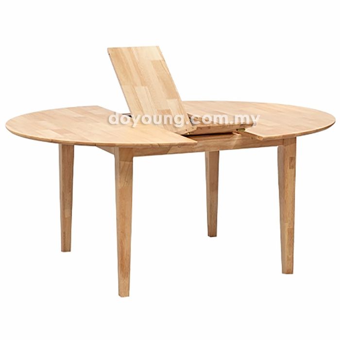 CALLIE+ (Ø135->Oval165cm Rubberwood) Expandable Dining Table (Internal Leaves)