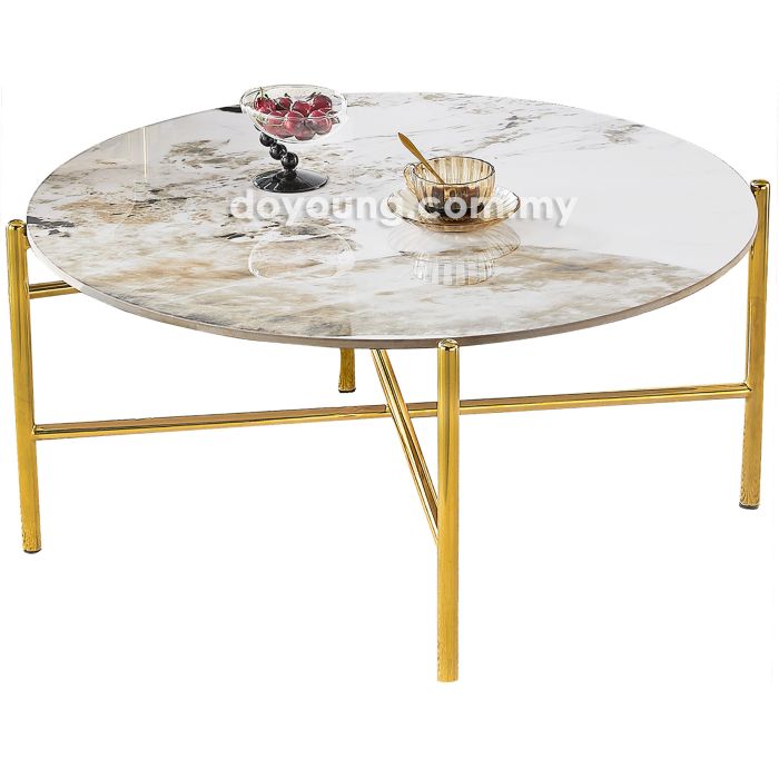 CARINA (Ø80cm Ceramic, Gold) Coffee Table