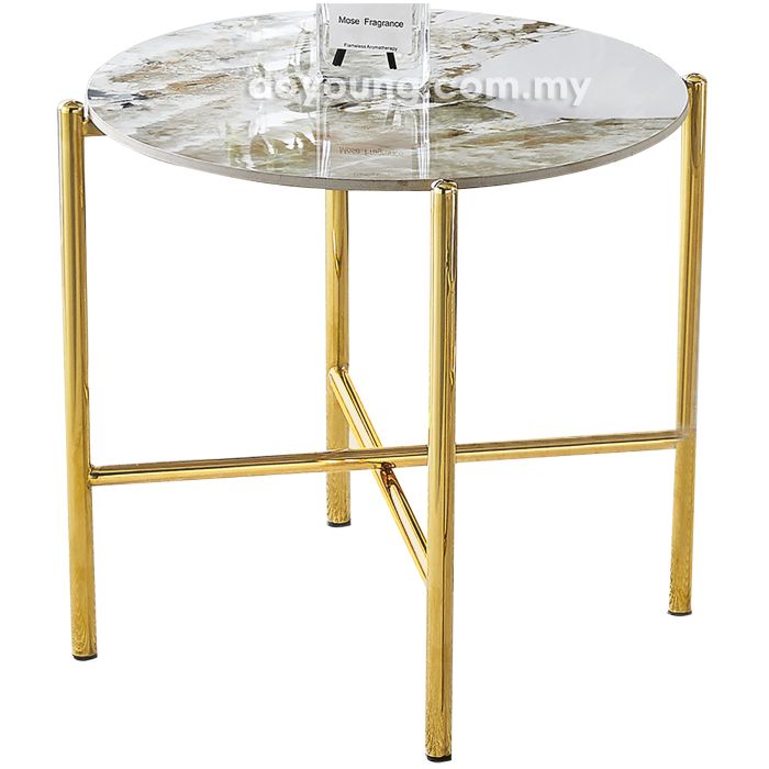 CARINA (Ø50H50cm Ceramic, Gold) Side Table