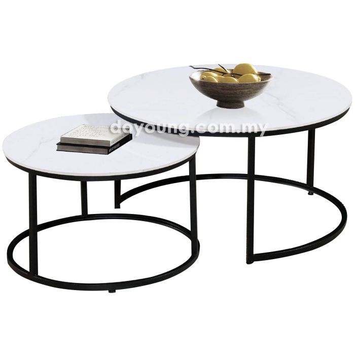 CAELIA V (Ø80,60cm Set-of-2 Ceramic) Nesting Coffee Tables (SALE)