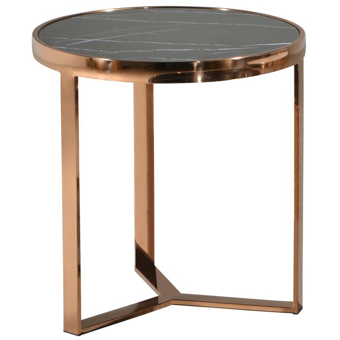 FRITZI+ (Ø50H53cm Rose Gold, GENUINE Marble) Side Table (PG SHOWPIECE x1)