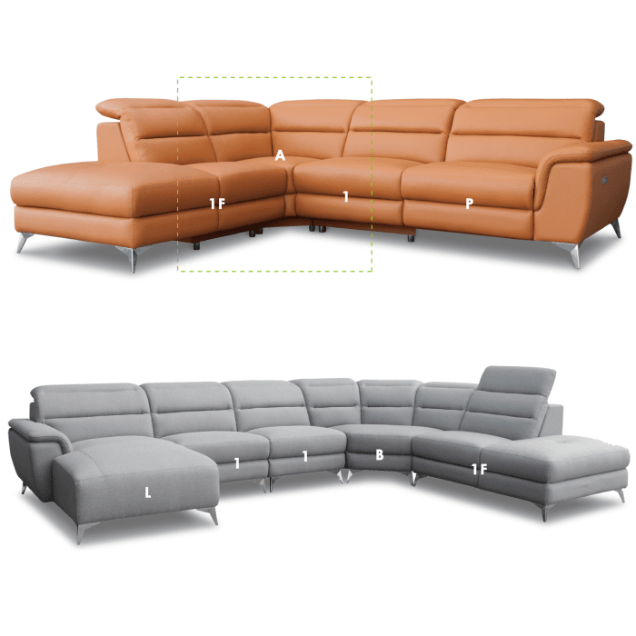 CYLON (283/320cm Fabric/Leather) Modular Incliner Corner Sofa (CUSTOM)