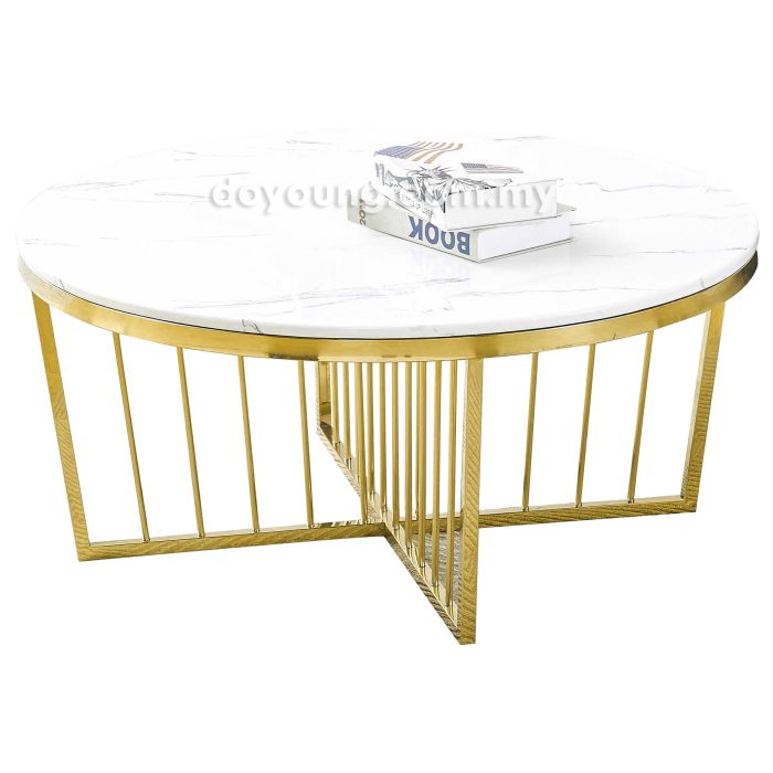 DAGNA II (Ø100cm Faux Marble, Gold) Coffee Table