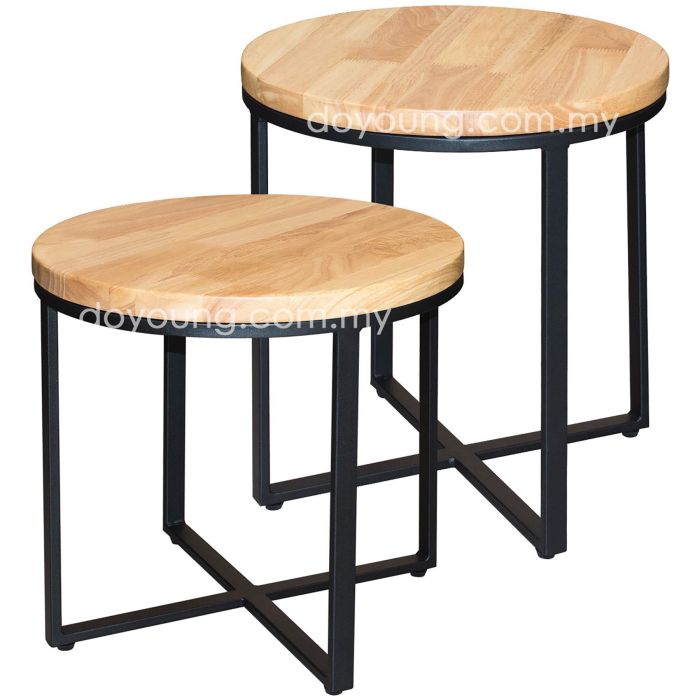 GERDA (Ø46 H45/50cm Rubberwood - Oak) Side Table