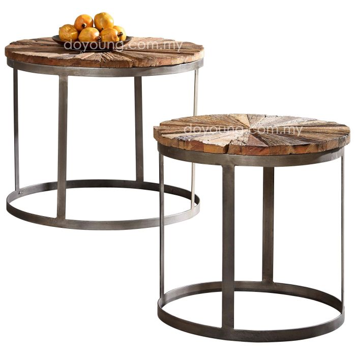 CALINA (Ø49,55cm Reclaimed Wood) Set-of-2 Side Tables (EXPIRING)