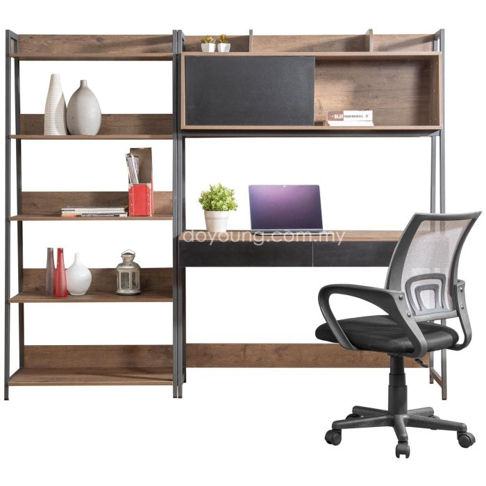 GURTHER (204H171cm Pale Walnut) Working Station with Office Chair