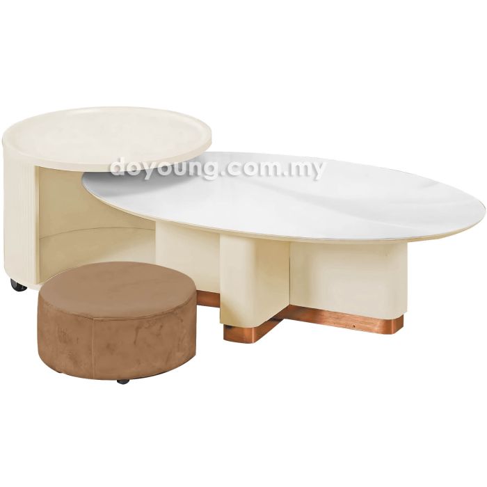 ESKO II (Oval120x70,Ø60H48cm Set-of-2 Glass) Coffee Tables