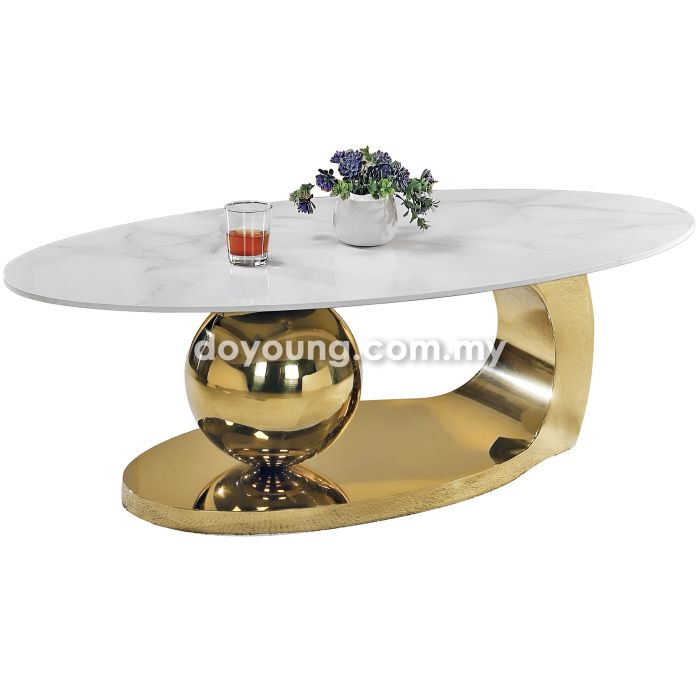 FORSYTH (Oval130x70cm Ceramic, Gold) Coffee Table