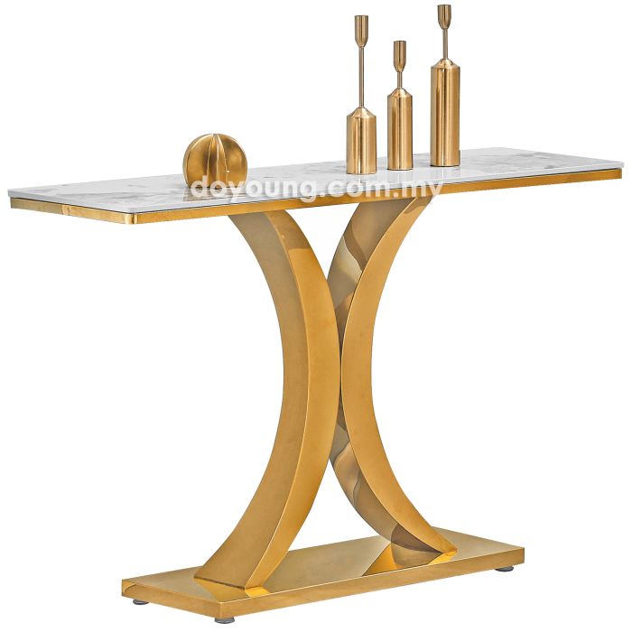 GAMEDES (120x40cm Ceramic, Gold) Console Table